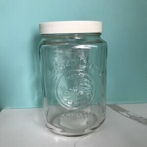 Golden Harvest 1980s Vintage Kitchen Storage Glass Jar Container with Lid 7”